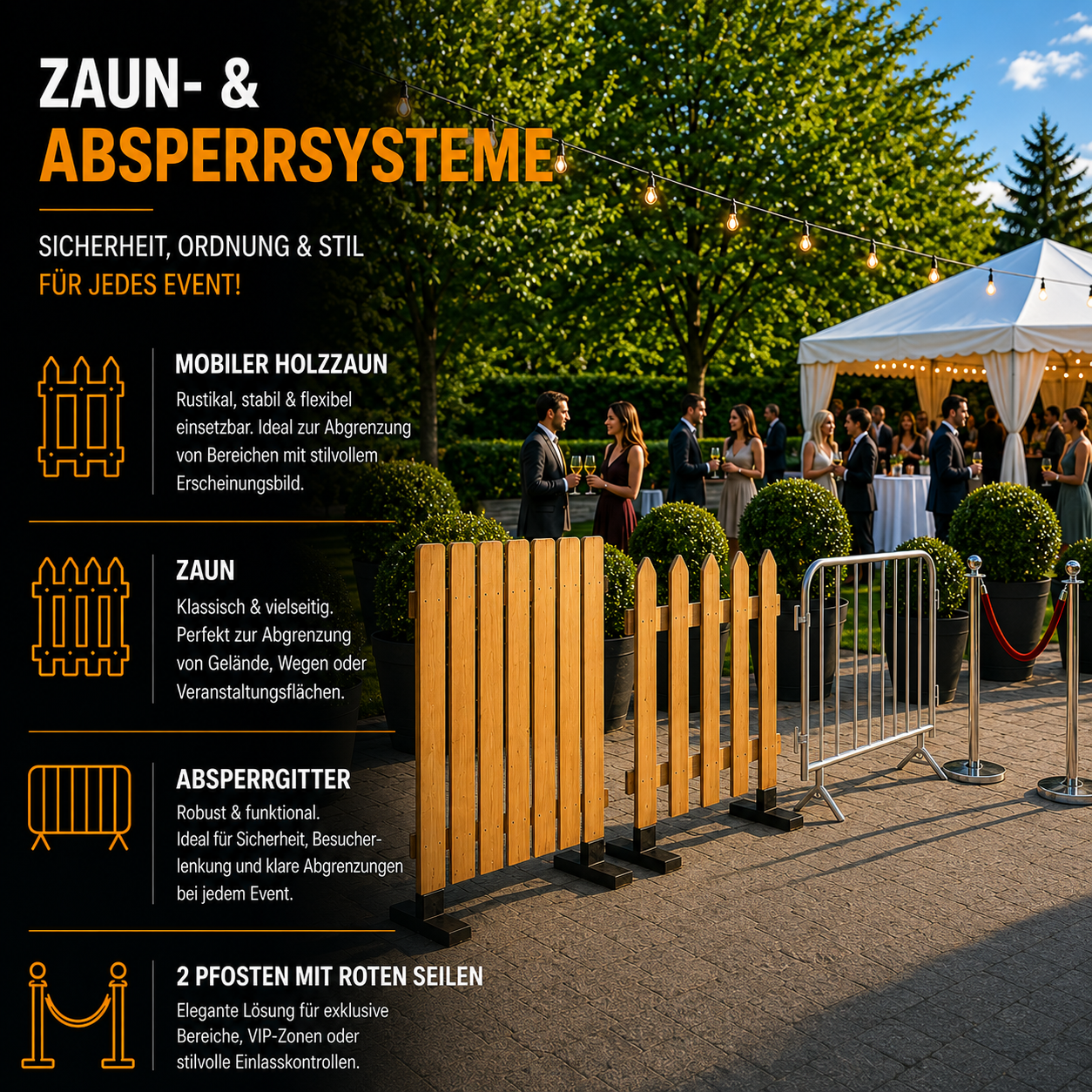 Mobile Zäune und Absperrsysteme für Events in Berlin